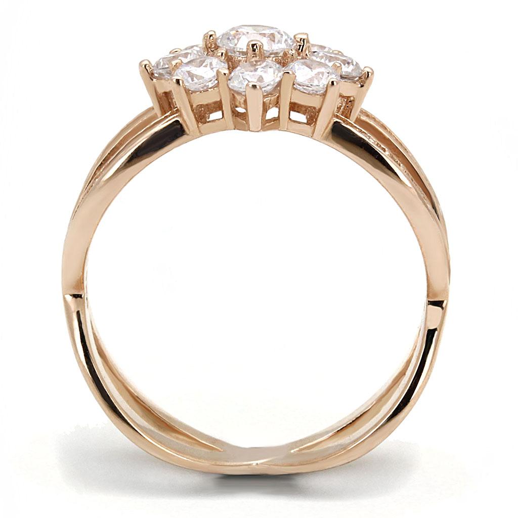 Rose Gold 925 Sterling Silver Ring with CZ  in Clear